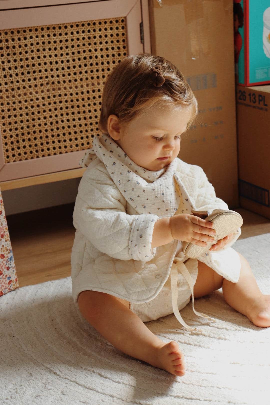 Veste matelassée avec manches enfant Bleuet/Crème