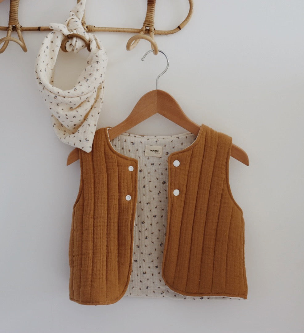 Veste matelassée sans manches Bleuet/ Camel Taille 12 mois