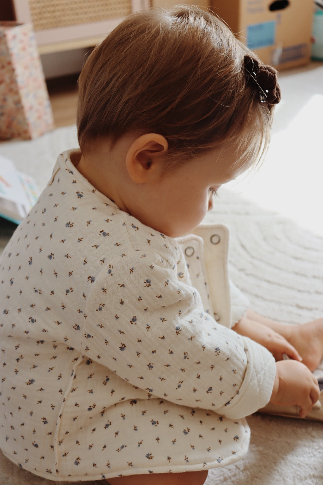 Veste matelassée avec manches enfant Bleuet/Crème