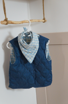 Veste matelassée sans manches Jean/Vichy bleu ciel Taille 24 mois