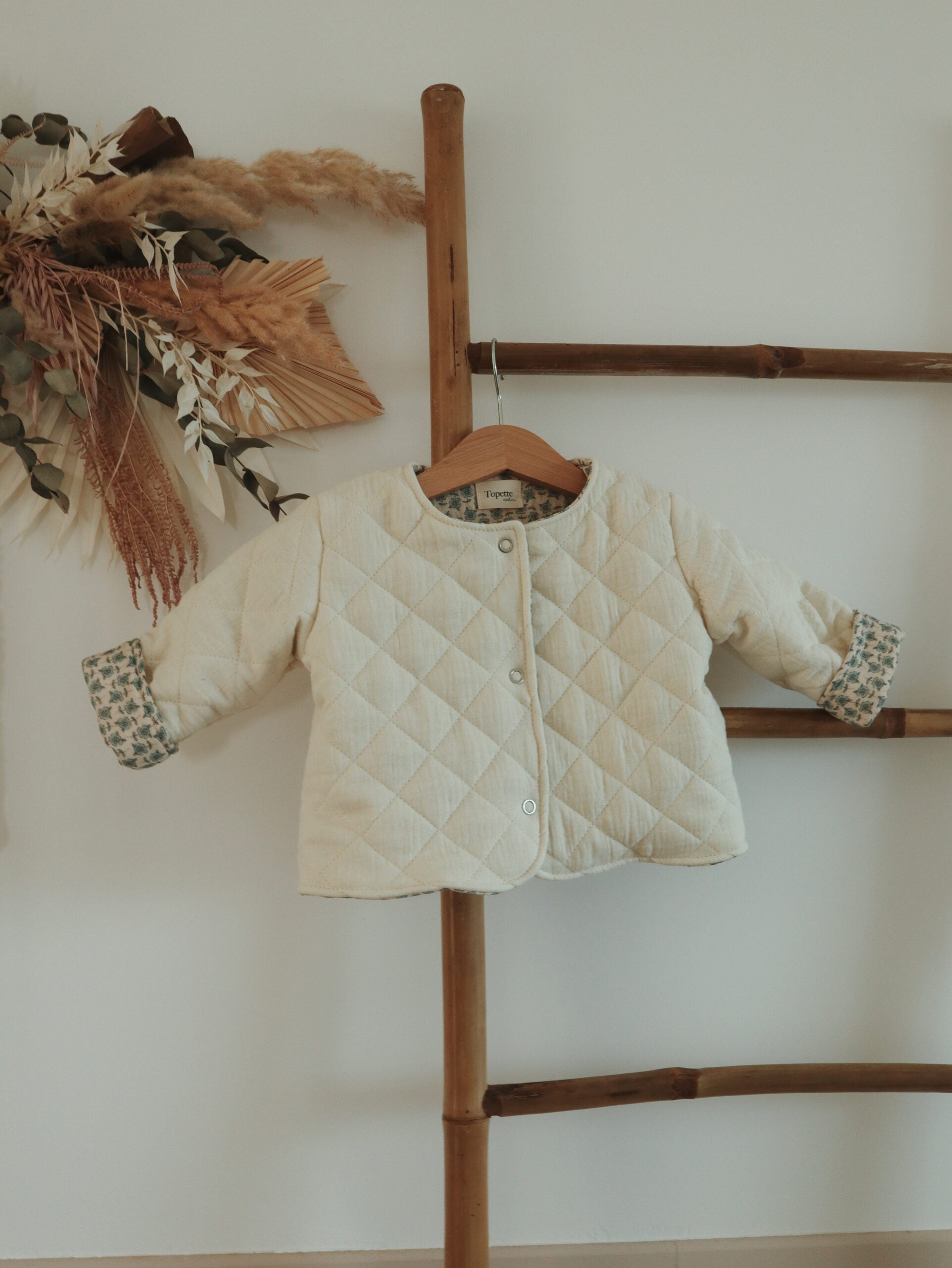 Veste matelassée avec manches enfant Crème/Bloom Taille 36 mois