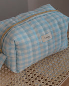 Trousses de toilette Vichy bleu ciel